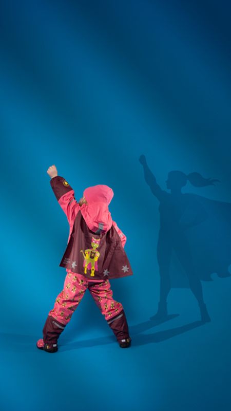 KATTNAKKEN Plask Regnsett Superhelt, Superrosa