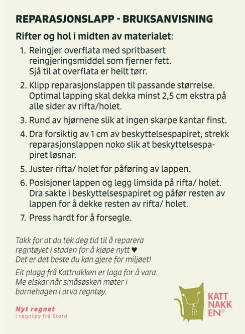 Hovedbilde KATTNAKKEN- Reparasjonslapper for regntøy